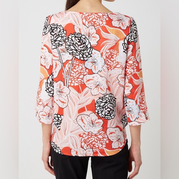 Christian Berg Woman Blouse M Floral Tie Side Pure Linen Multicolor - Picture 8 of 11